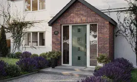 Black DoorCo composite front door supplied by Tradesupply Windows Martlesham