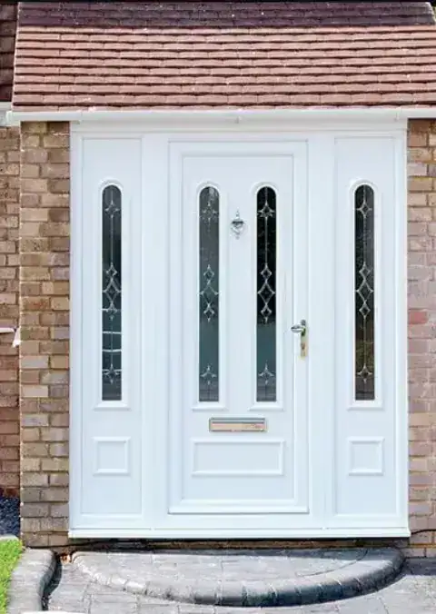 uPVC front door with arched Georgian bar glazing supplied by Tradesupply Windows